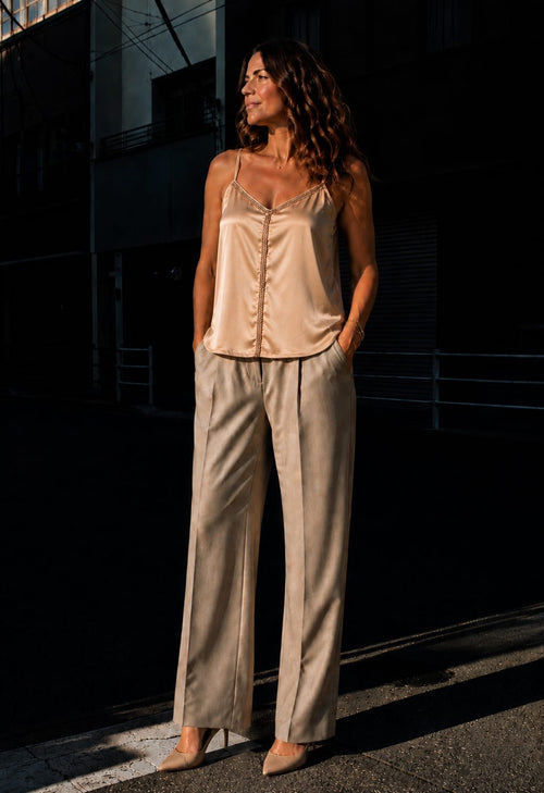 FI - ROX Collection 003.1 - Top Tirantes Champagne con Pedrería — foto 1