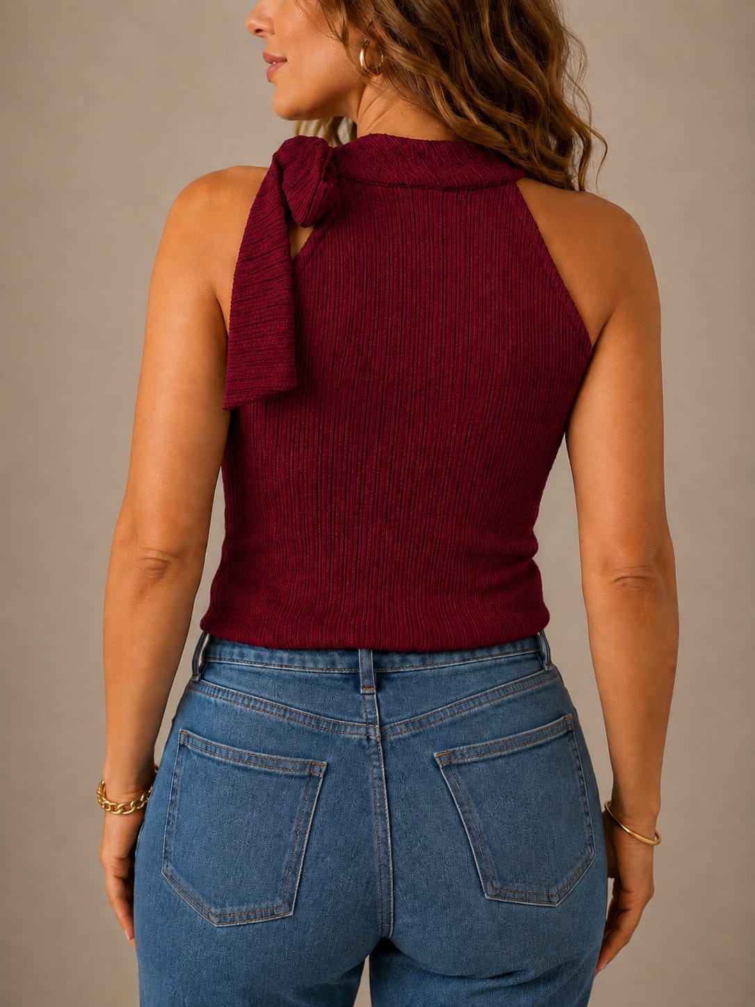 FI - ROX Collection 019.1 - Top Halter Lazo Borgoña — foto 3