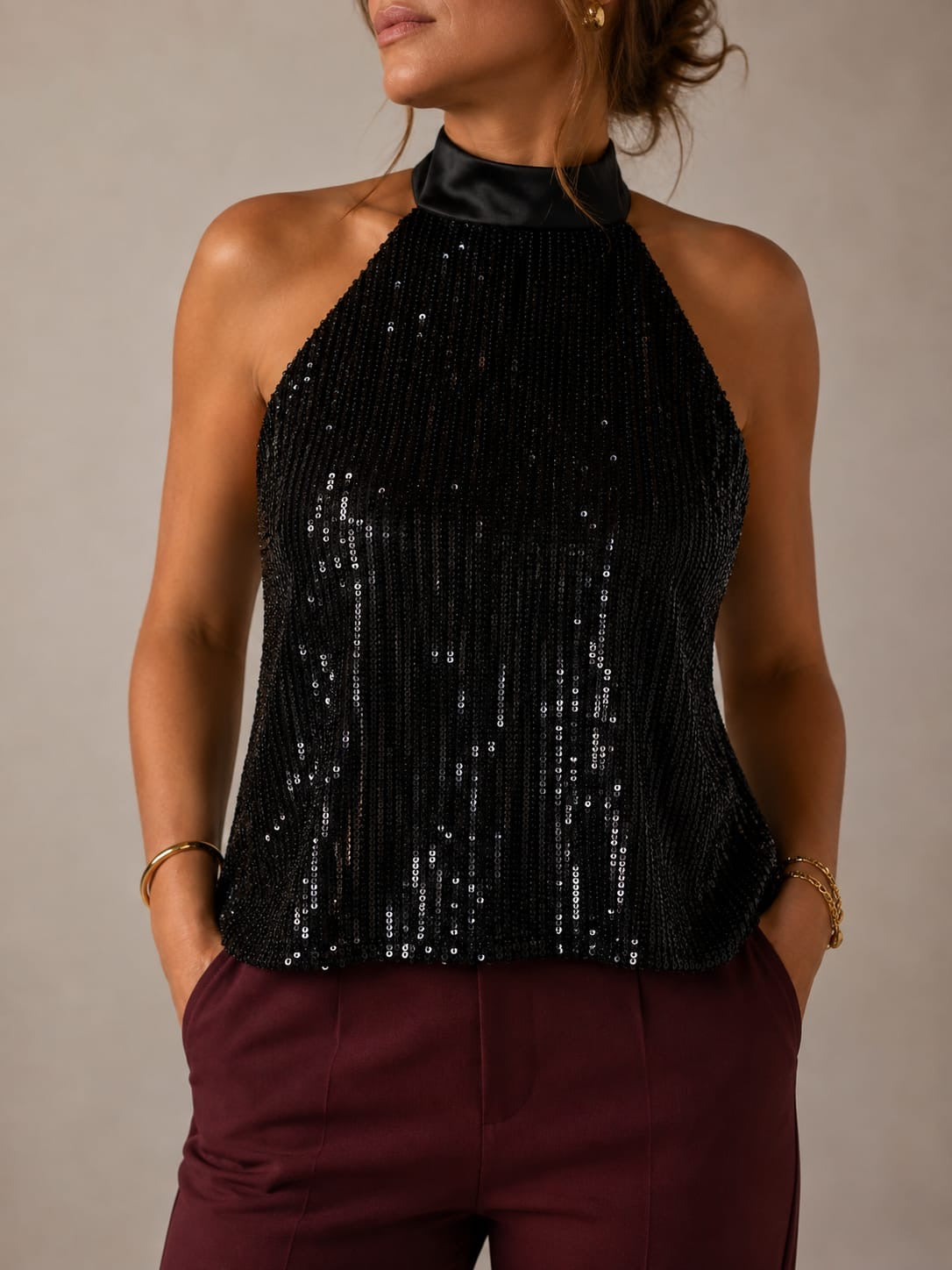 FI - ROX Collection 011 - Top Halter Lentejuelas Negro