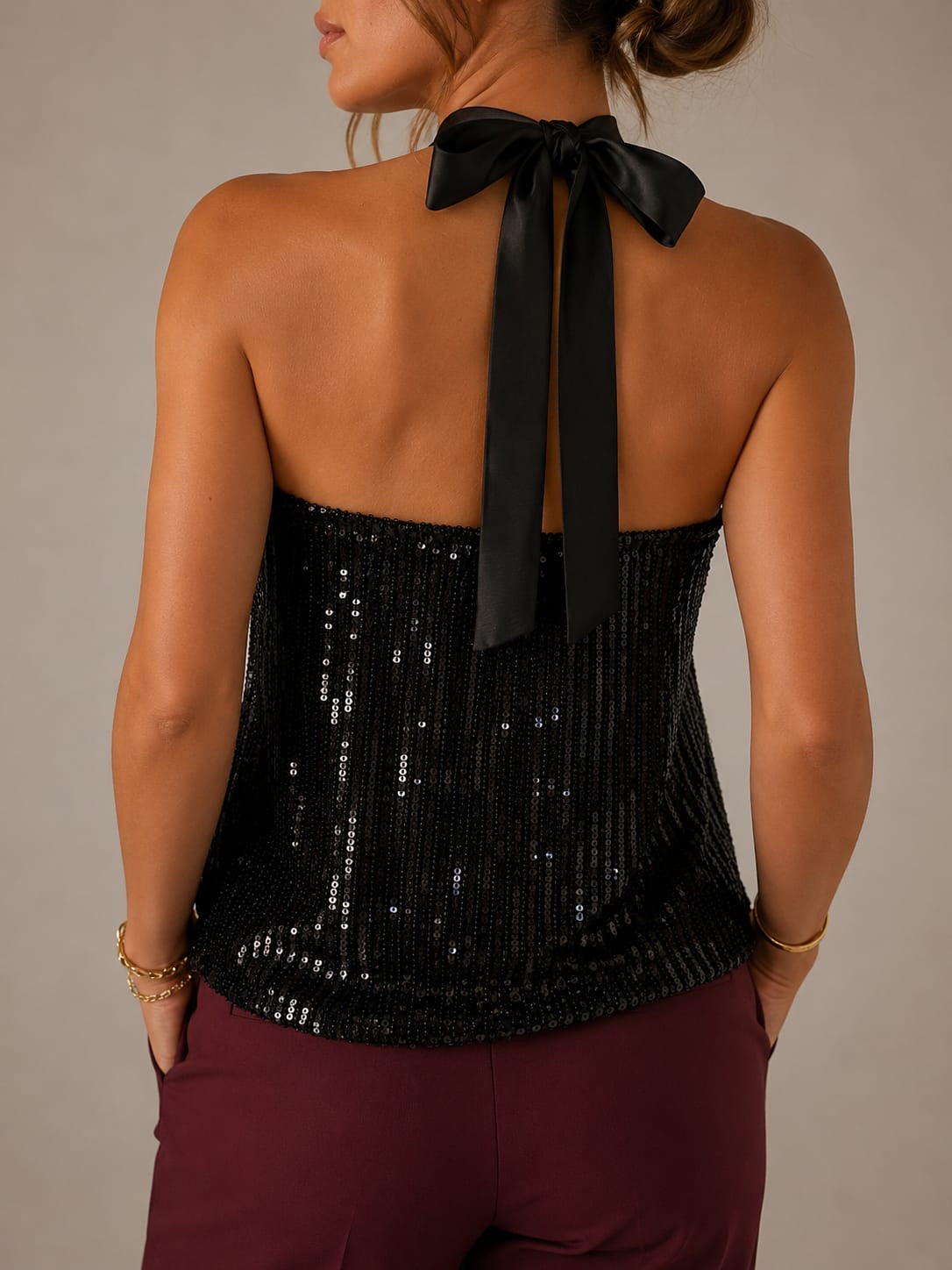 FI - ROX Collection 011 - Top Halter Lentejuelas Negro